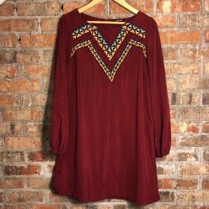 West 36th Maroon Midi Dress
